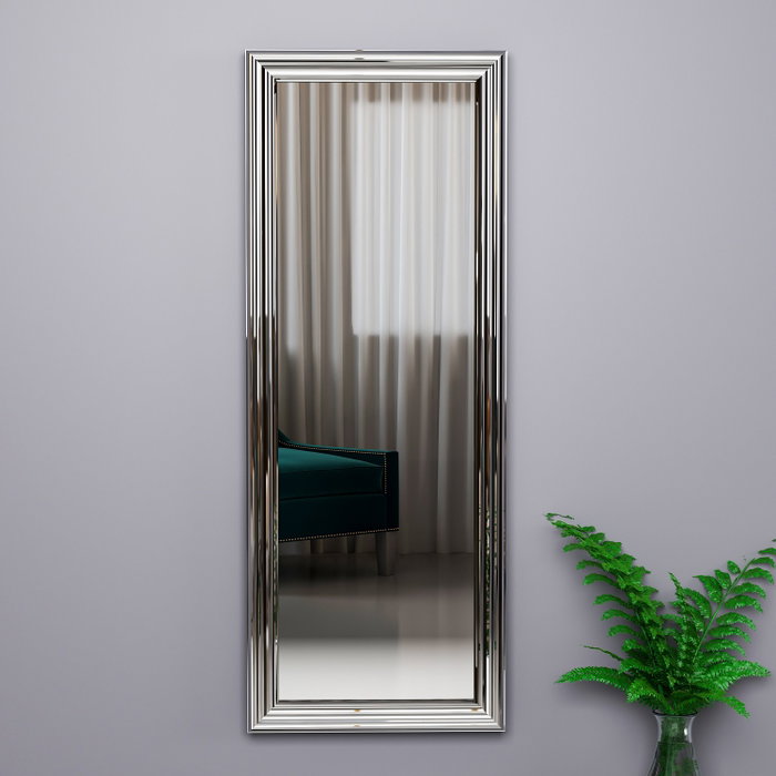 Hanah Home Espejo de Muelle Marco Plateado Elegante 40x105 cm, 100% MDF, Espejo Ecológico Flotal-E
